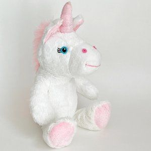 2018 Zoovenir White Pink Sparkle Plush Unicorn Blue Eyes Stuffed Animal Toy 10"